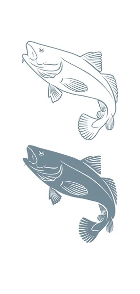 Conjunto de ícones de bacalhau de peixe — Vetor de Stock