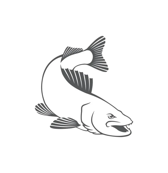Ícone de peixe zander —  Vetores de Stock