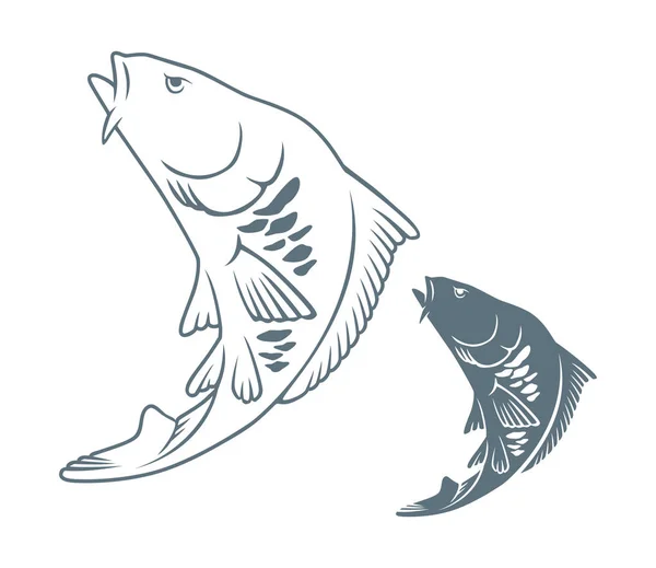 Icono de pescado de carpa — Vector de stock