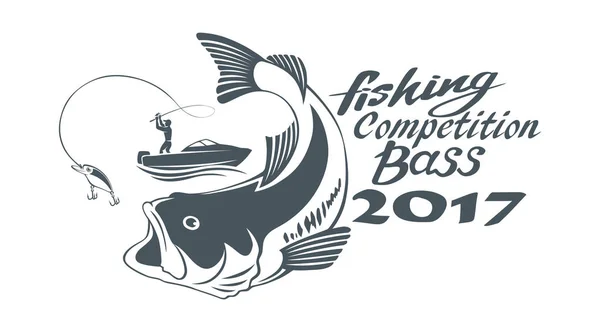 Bass fishing icon — Stock Vector