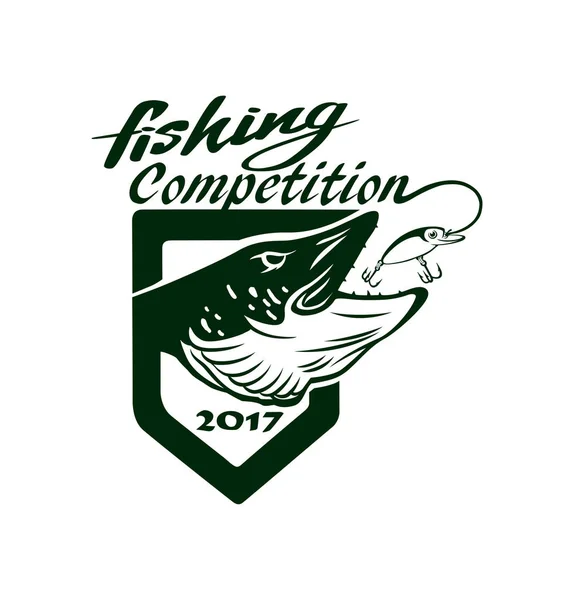 Pike fish emblem — Stock Vector