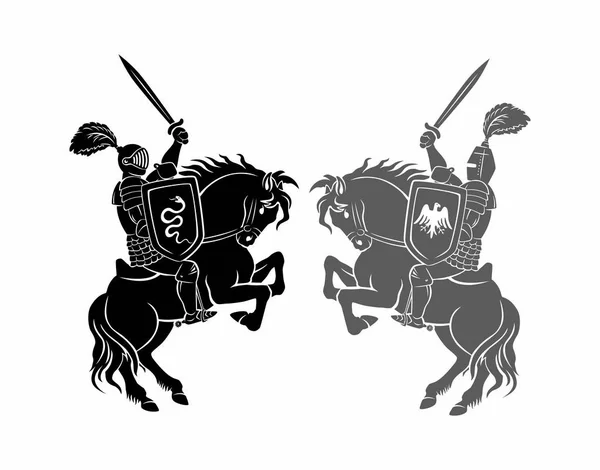 Historických bojovníků na koni — Stockový vektor