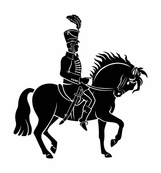 Hussar sentado a cavalo — Vetor de Stock