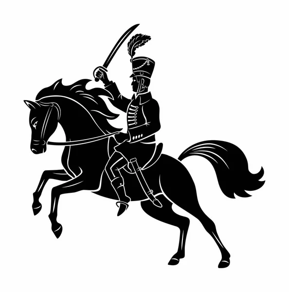 Hussar sitting on horseback — Stock Vector