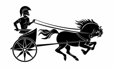 chariot with a gladiator icon, vector illustration clipart