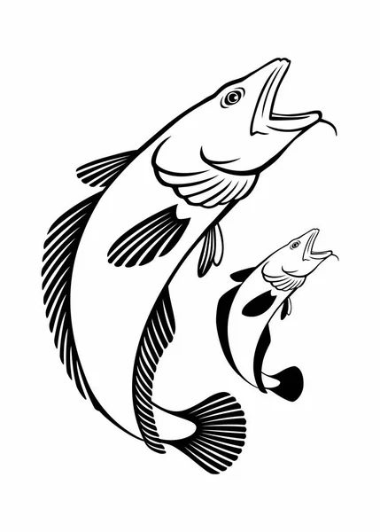 Atlantic Ling Fish Icône Illustration Vectorielle — Image vectorielle