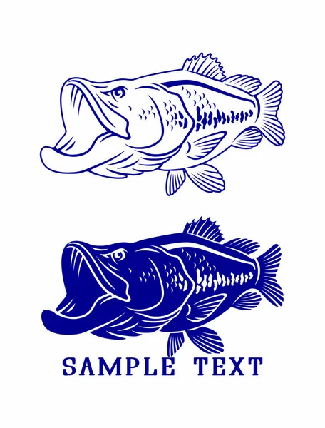 Bass Fisk Ikon Vektorillustration — Stock vektor