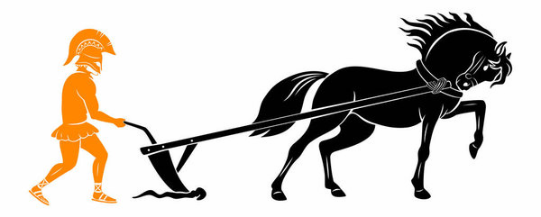 plows the land icon, vector illustration