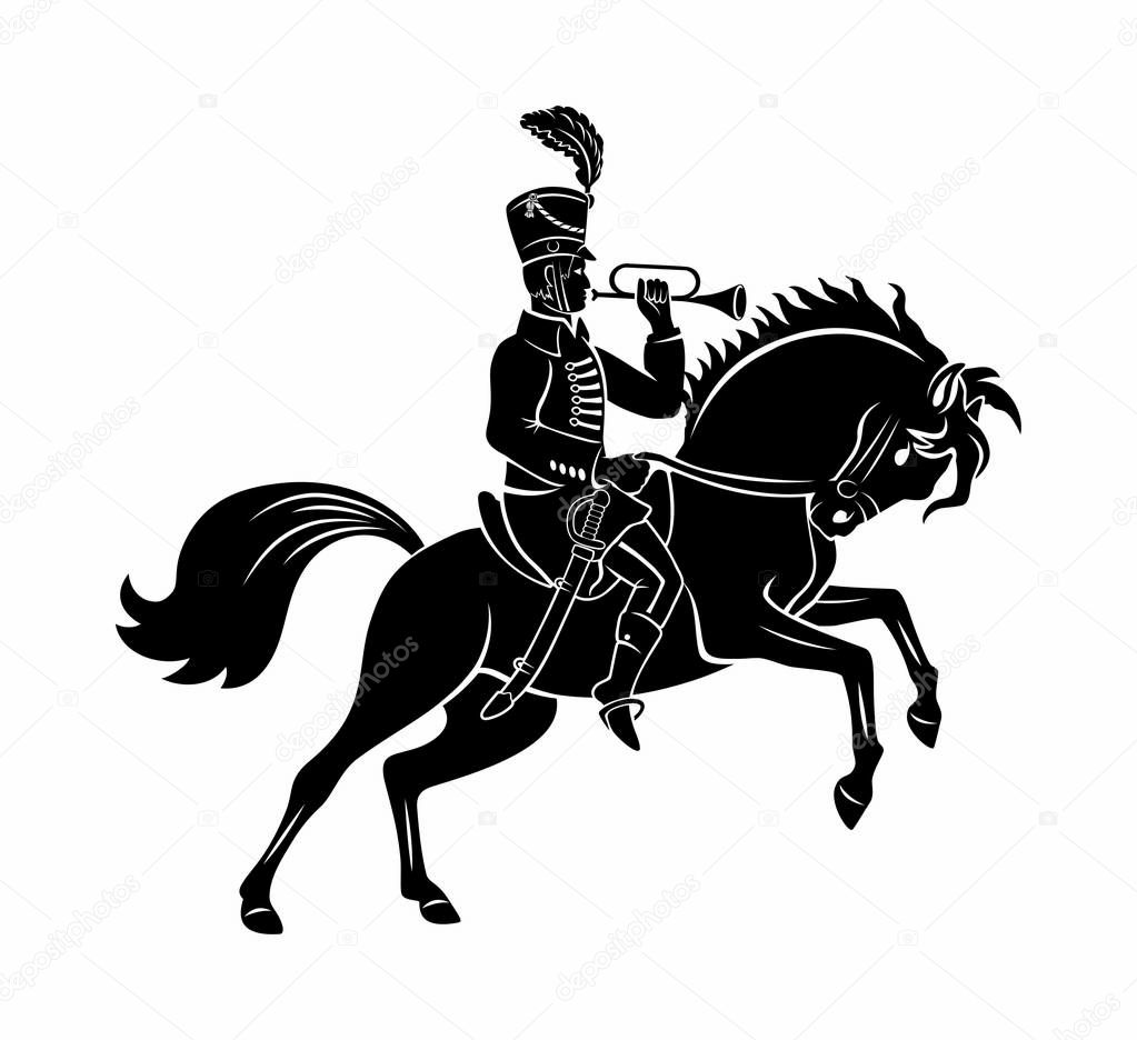 hussar on horseback icon, vector illustration