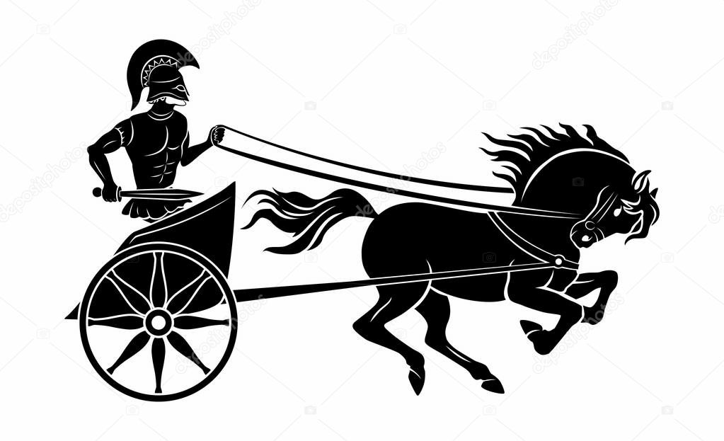 chariot with a gladiator icon, vector illustration