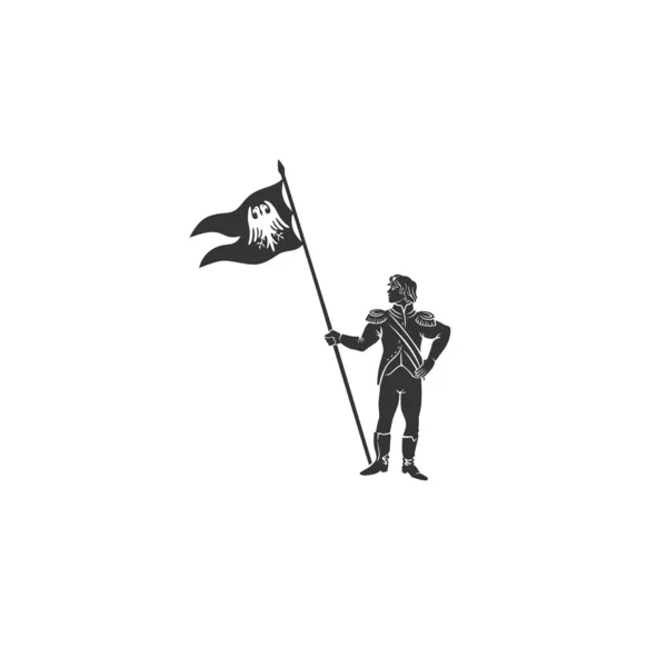Napoleón con bandera — Vector de stock
