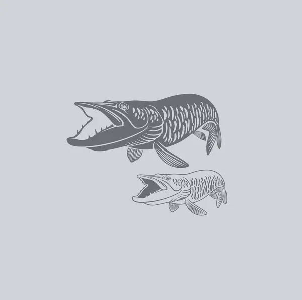 Logo de pêche au brochet — Image vectorielle