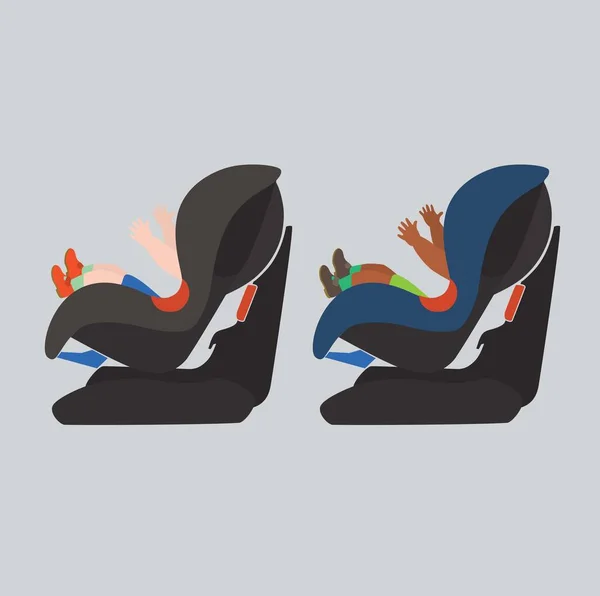 Niño en un asiento de coche — Vector de stock