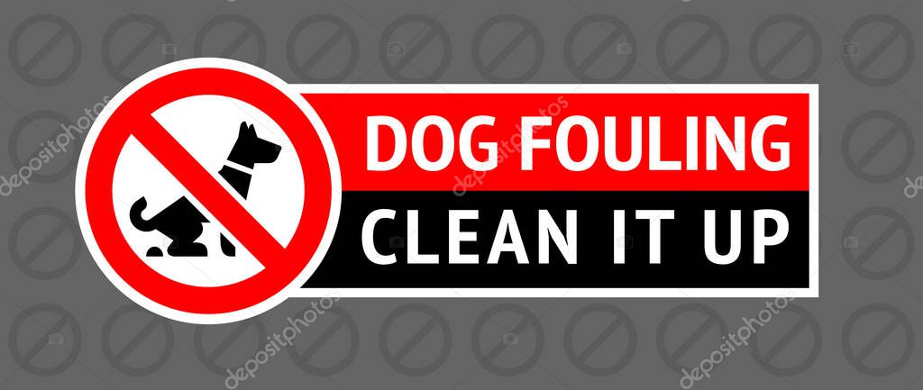 No dog fouling sign, modern sticker for city design