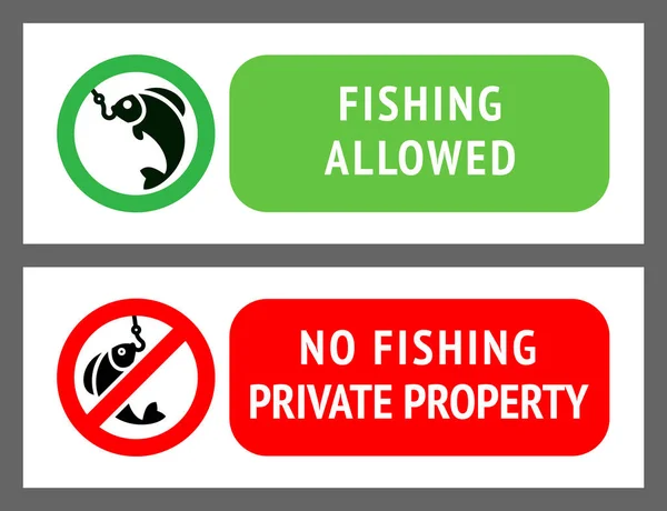Set de pegatinas No se permite pesca ni pesca — Archivo Imágenes Vectoriales