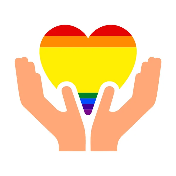 Flag pride lgbt in heart with hand — Stock Vector