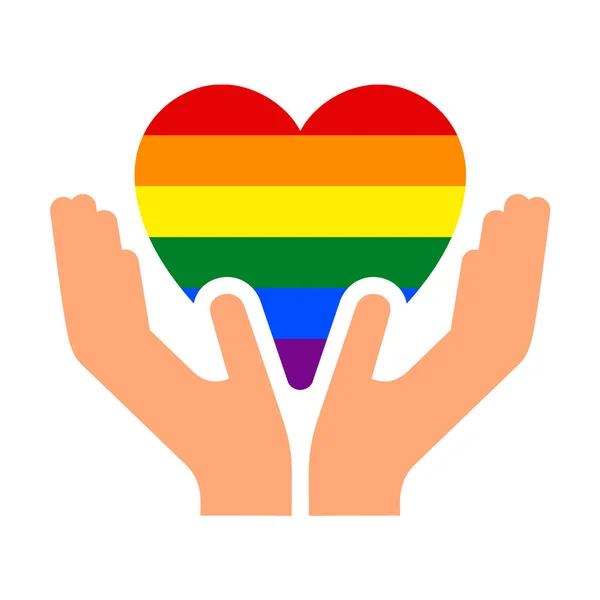 Flag pride lgbt in heart with hand — Stock Vector