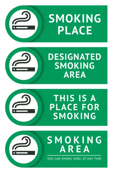 Labels Set Smoking Place Stickers Vector Illustration Print — Stock Vector