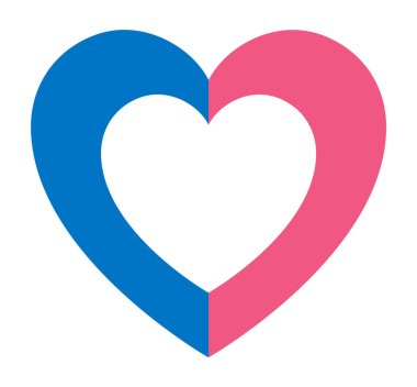 Heteroseksüel ya da Heteroseksüel gurur bayrağı, beyaz arkaplanda kalp şekli simgesi, vektör illüstrasyonu