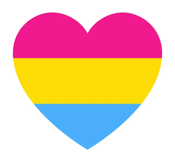 Drapeau Fierté Pansexualité Forme Coeur Icône Sur Fond Blanc Illustration — Image vectorielle