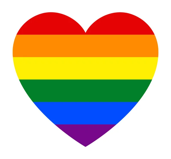 Lgbt Pride Flag Heart Shape Icon White Background Vector Illustration — Stock Vector