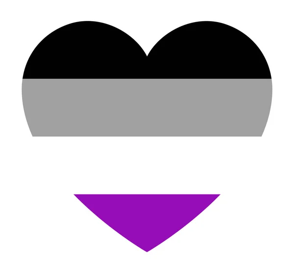 Drapeau Fierté Asexuée Icône Forme Coeur Sur Fond Blanc Illustration — Image vectorielle