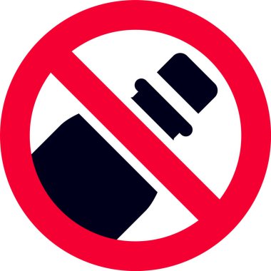Plastik şişe yasak tabelası yok, modern yuvarlak çıkartma.