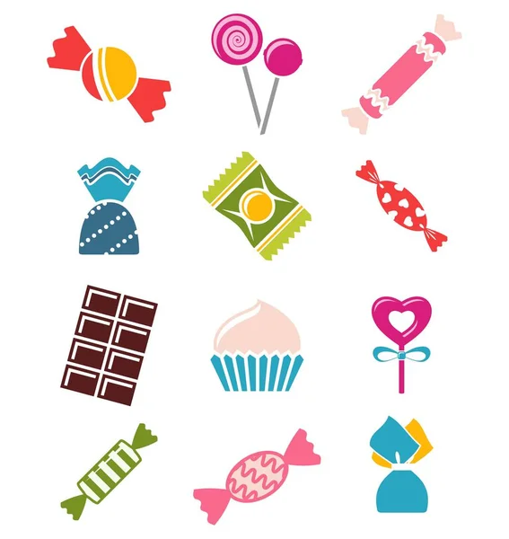 Bonbons et icônes de bonbons . — Image vectorielle