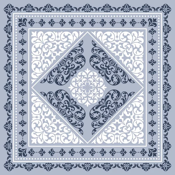 Vector vierkante frame sjabloon. Bandana met vintage ornament — Stockvector