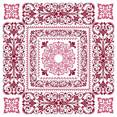 Vektör kare kare şablonu. Vintage süs ile Bandana
