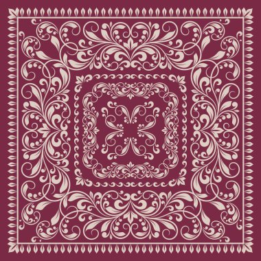 Kare çerçeve şablonu. Antika süslemeli bandana