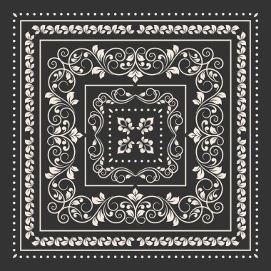 Kare çerçeve şablonu. Antika süslemeli bandana