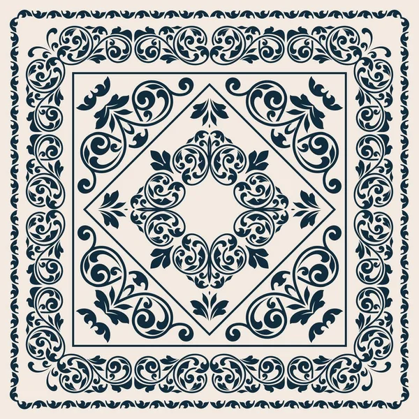 Plantilla de conjunto de marco cuadrado. Bandana con adorno vintage — Vector de stock