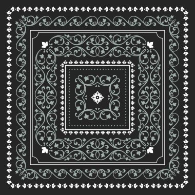 Kare çerçeve şablonu. Antika süslemeli bandana