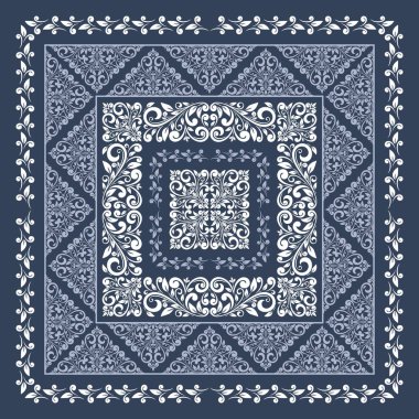 Kare çerçeve şablonu. Antika süslemeli bandana