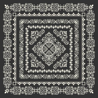 Kare çerçeve şablonu. Antika süslemeli bandana