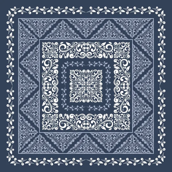 Modelo de conjunto de quadro quadrado. Bandana com ornamento vintage — Vetor de Stock