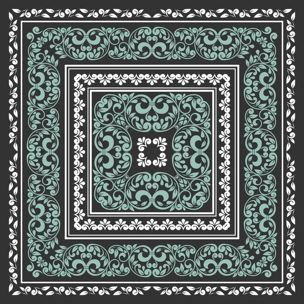 Modelo de conjunto de quadro quadrado. Bandana com ornamento vintage — Vetor de Stock