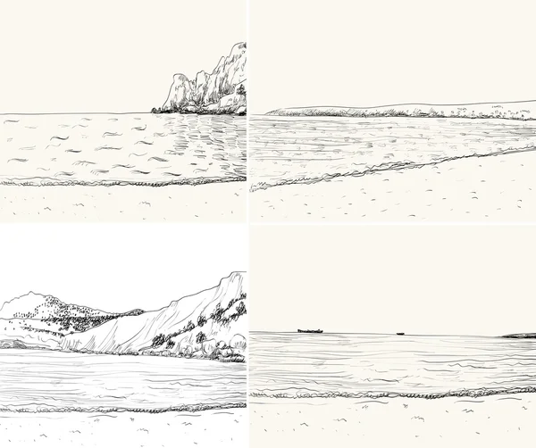 Esbozo de paisaje marino de verano — Archivo Imágenes Vectoriales