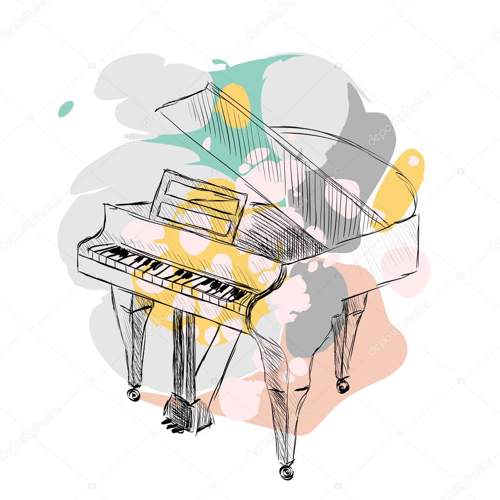 vector sketch piano