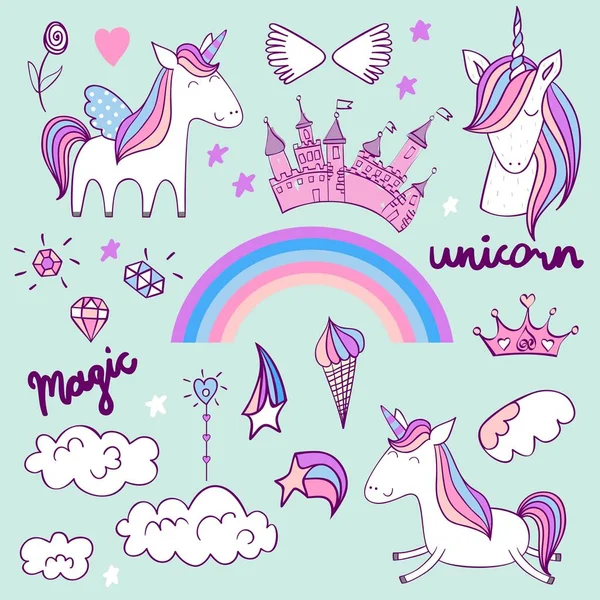 Magic cute unicorn — Stock Vector