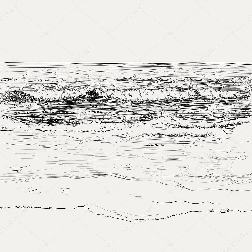 Summer seascape sketch
