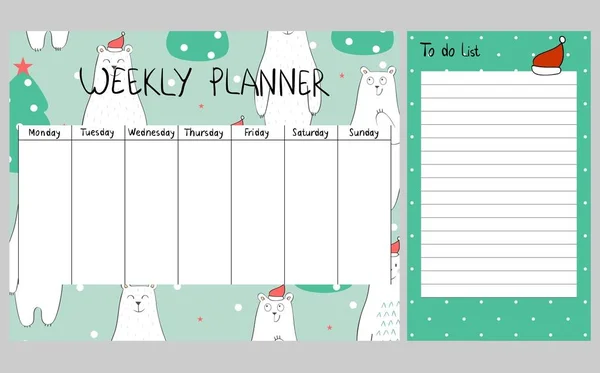 Christmas weekly planner — Stock Vector