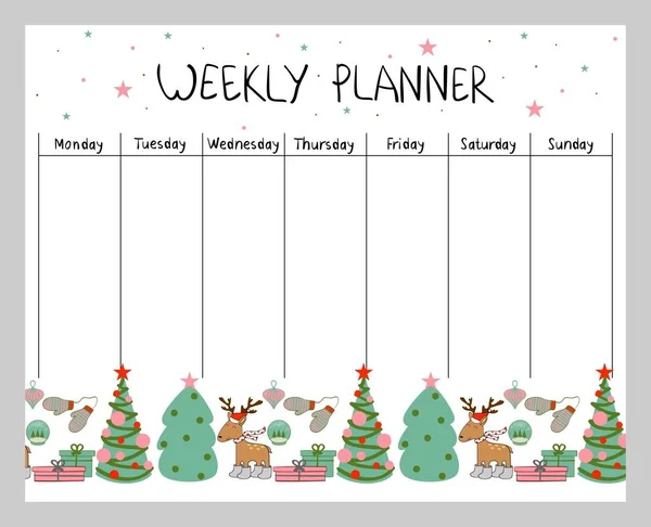 Planificador semanal de Navidad — Archivo Imágenes Vectoriales