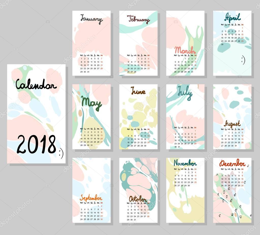 Cute Calendar 2018.