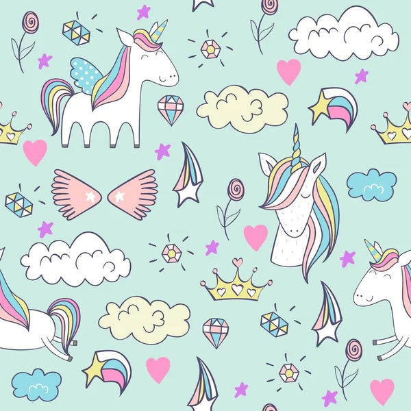 Magic cute unicorn — Stock Vector