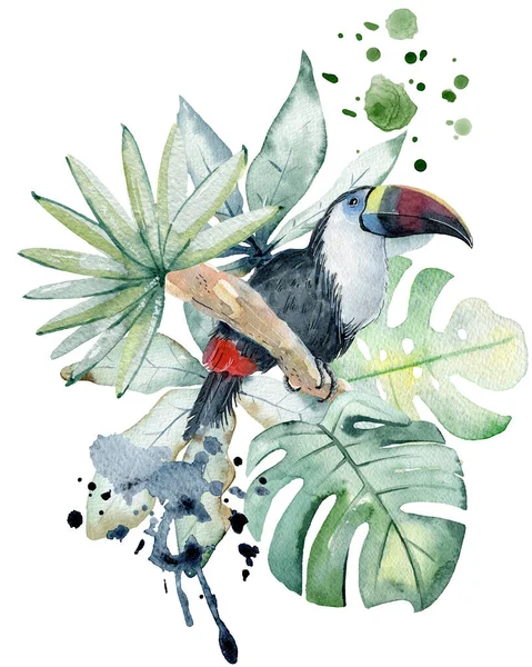 Tropisk akvarell illustration — Stockfoto