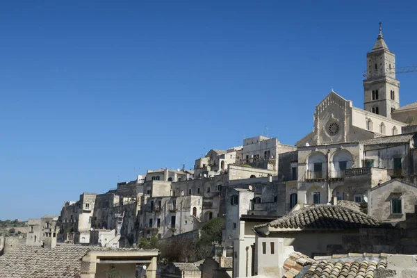 Matera allmänna uppfattningen med katedral, Italien — Stockfoto