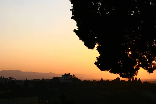 Pôr do sol na Toscana Imagem De Stock