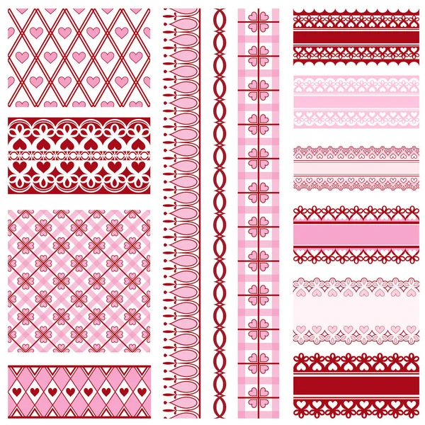 Set Beautiful Ribbons Borders Backgrounds Valentine Day — Stock Vector